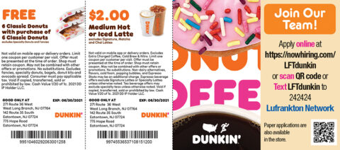 Dunkin Donuts Coupon Connection NJ