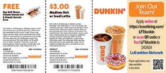 Dunkin Donuts & Latte Coupons