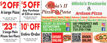 Olivia’s II Pizza & Pasta In Eatontown/Olivia’s Trattoria & Artisan Pizza In Little Silver