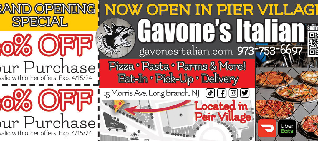 Gavone’s Italian Pizza, Pasta, Parms & More In Pier Village Long Branch