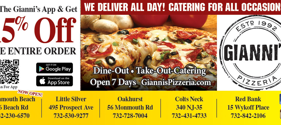 Gianni’s Pizzeria In Monmouth Beach, Little Silver, Oakhurst, Colt’s Neck, Red Bank