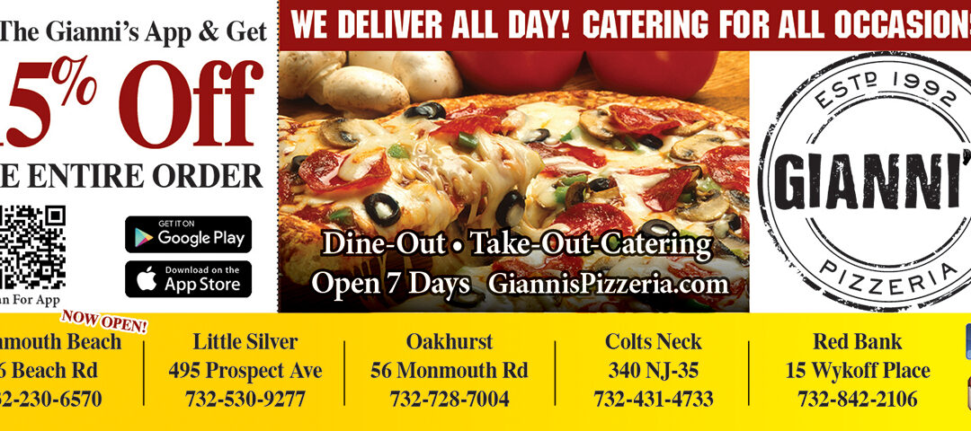 Gianni’s Pizzeria In Monmouth Beach, Little Silver, Oakhurst, Colts Neck, Red Bank