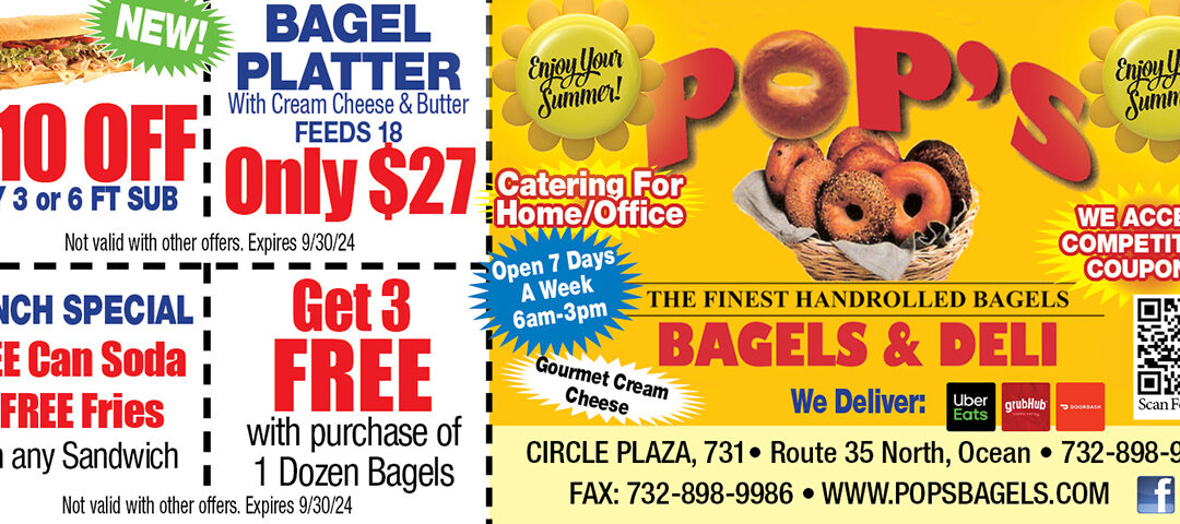 Pops Bagels & Deli In Ocean Twp-Finest Hand-rolled Bagels