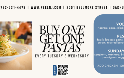Peel Restaurant In Oakhurst-Buy One Get One Pastas Every Tuesday & Wednesday