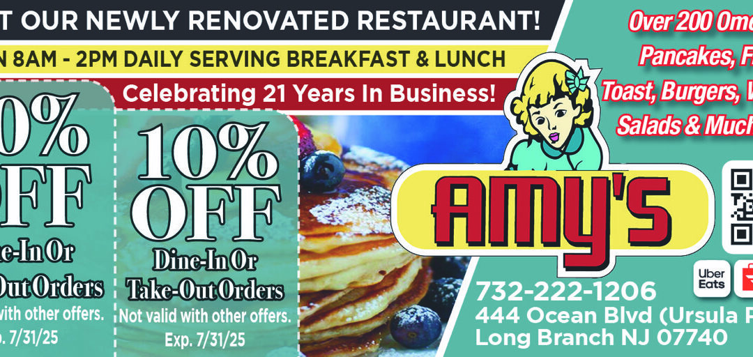 Amy’s Omelette House In Long Branch Serving Breakfast & Lunch