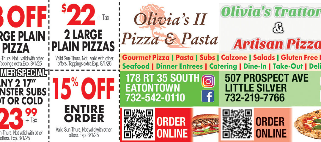 Olivia’s Pasta & Pizza II In Eatontown & Olivia’s Trattoria In Little Silver