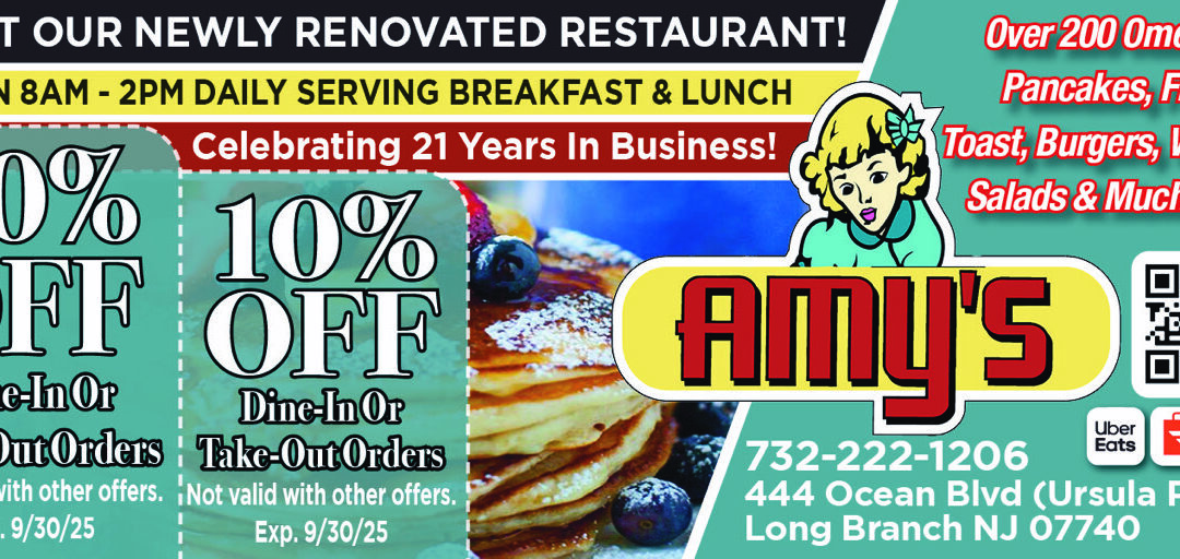 Amy’s Omelette House in Long Branch Serving Breakfast & Lunch