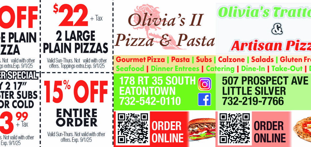 Olivia’s Pizza II & Pasta In Eatontown/ Olivia’s Trattoria In Little Silver