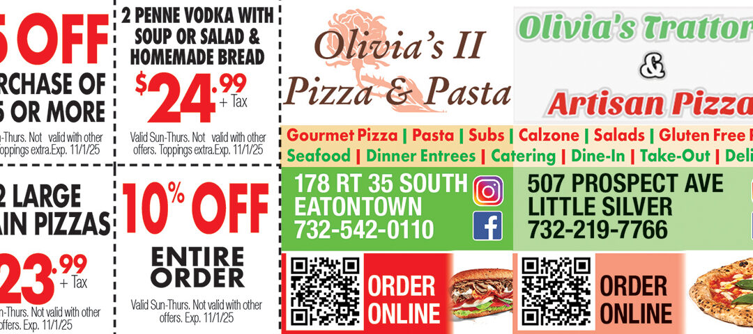 Olivia’s ll Pizza & Pasta In Eatontown & Olivia’s Trattoria In Little Silver