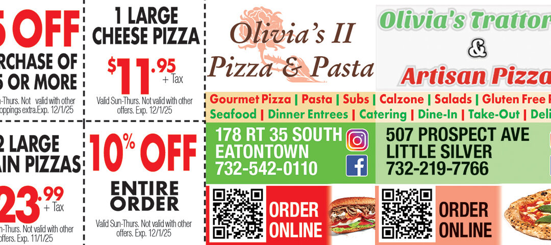 Olivia’s ll Pizza & Pasta In Eatontown/ Olivia’s Trattoria In Little Silver