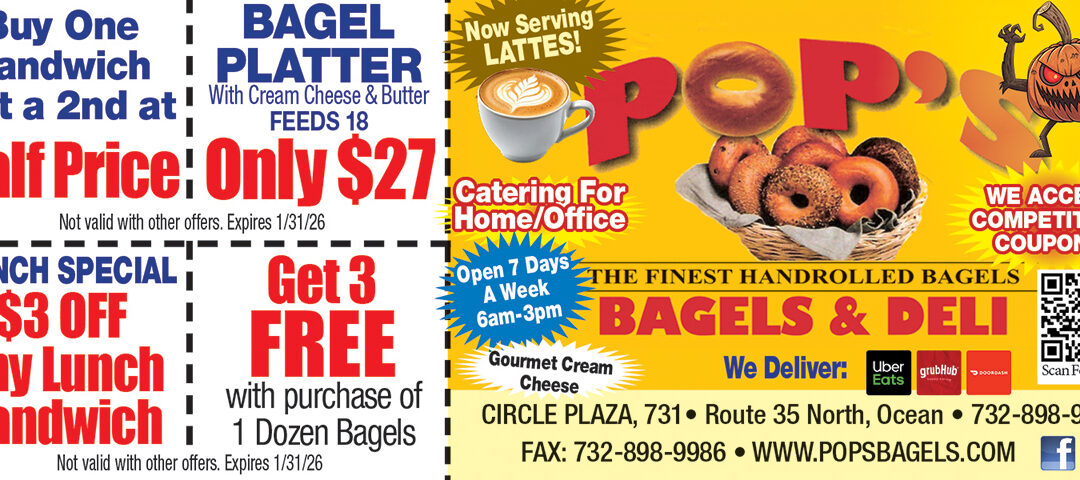 Pop’s Bagels And Deli…Finest Hand Rolled Bagels In Ocean Township