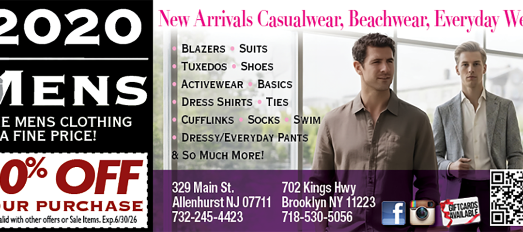 2020 Mens Wear-Fine Men’s Wear At A Fine Price In West End, NJ