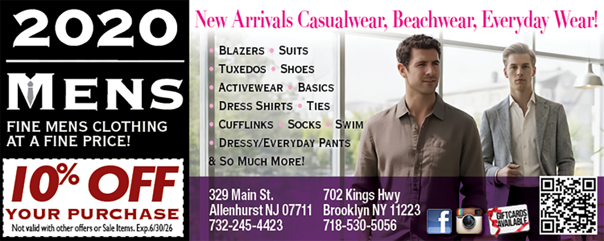 “2020 Mens coupon for Allenhurst and Brooklyn offering discounts on men’s clothing, fashion accessories, and premium apparel.”