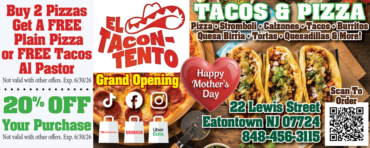 El Tacon‑Tento Tacos & Pizza coupon in Eatontown NJ offering discounts on tacos, pizza, and Mexican‑Italian fusion dishes