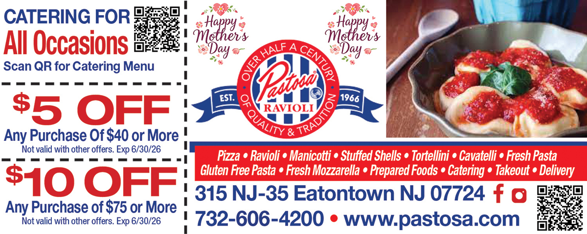 Pastosa Ravioli Eatontown NJ coupon offering savings on fresh pasta and Italian specialties.