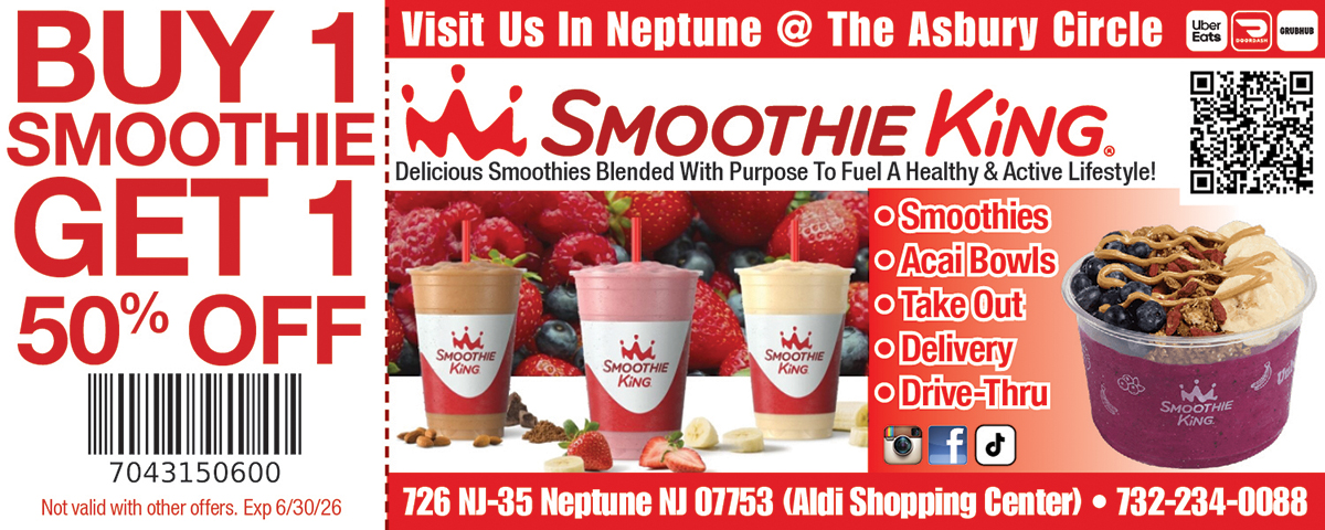 Smoothie King coupon for discounts at the Neptune NJ location
