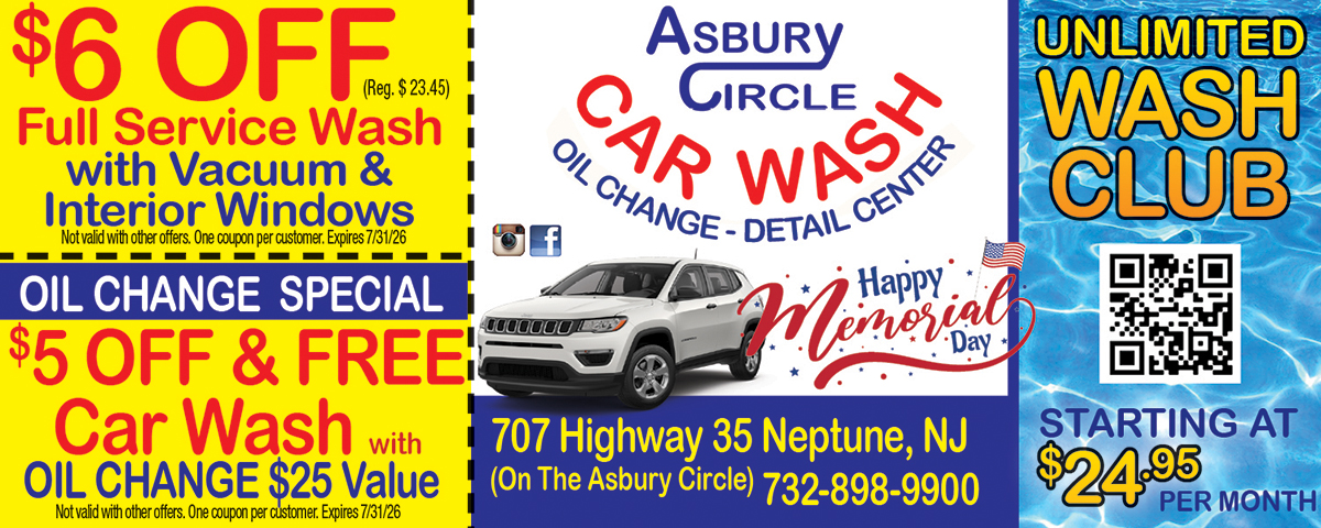 “Asbury Circle Car Wash and Oil Change Neptune NJ coupon offering discounts on car washes, oil changes, and vehicle maintenance services.”