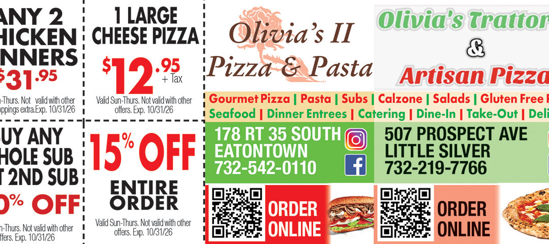 Olivia’s ll Pizza & Pasta In Eatontown/Olivia’s Trattoria In Little Silver