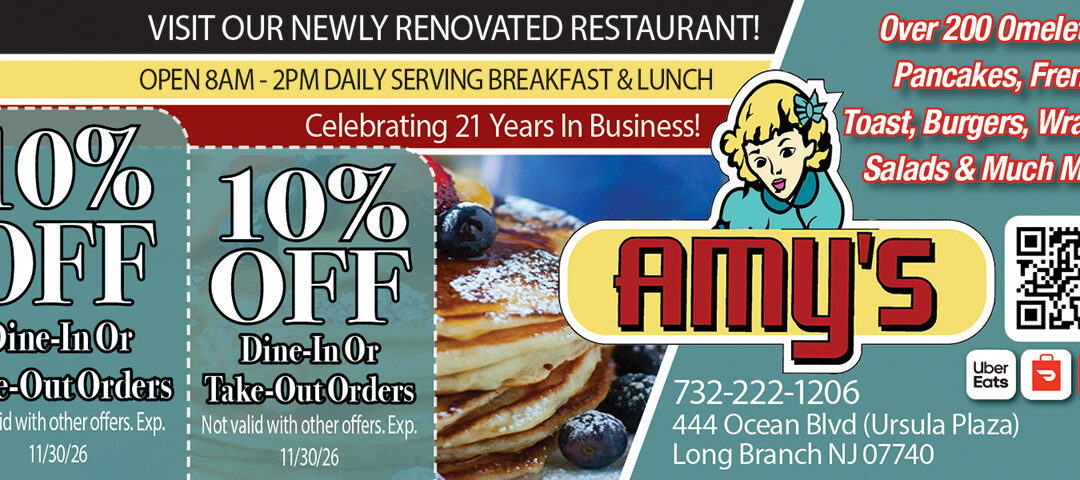Amy’s Omelette House In Long Branch Serving Breakfast & Lunch